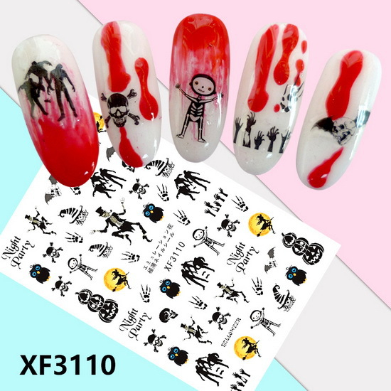 XF3110 3D Self Adhesive Halloween Nail Sticker 