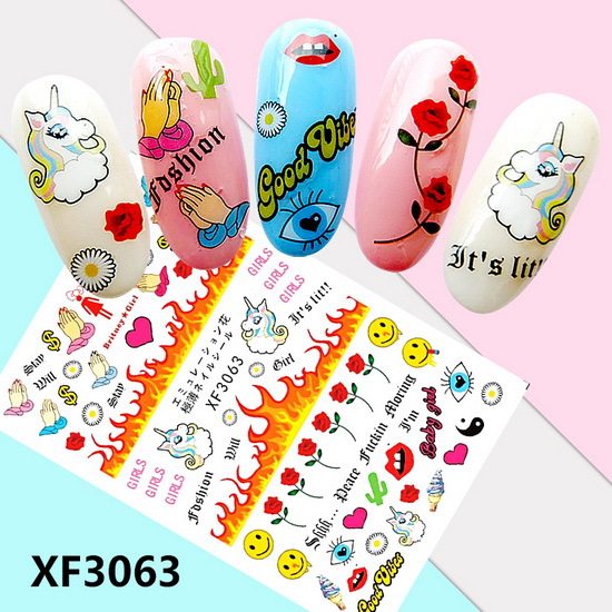 XF3063 3D Self Adhesive Fashion Nail Sticker 