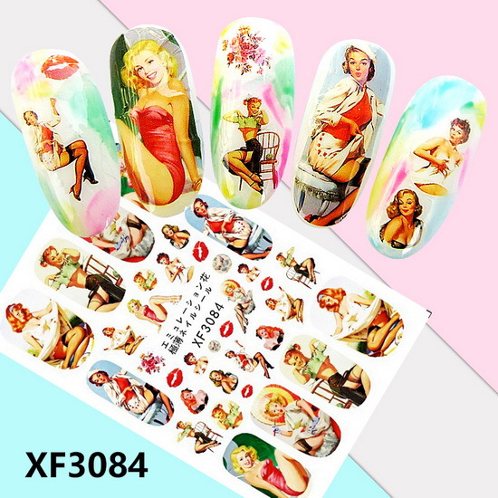 XF3084 3D Self Adhesive Lady Nail Sticker 