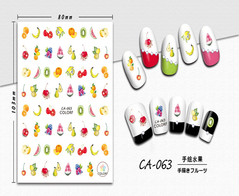 CA-063 3D Hand Drawn Fruit Nail Sticker