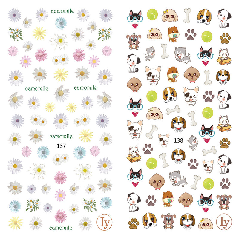 LY137-138 Thin 3D Flower And Dog Nail Sticker