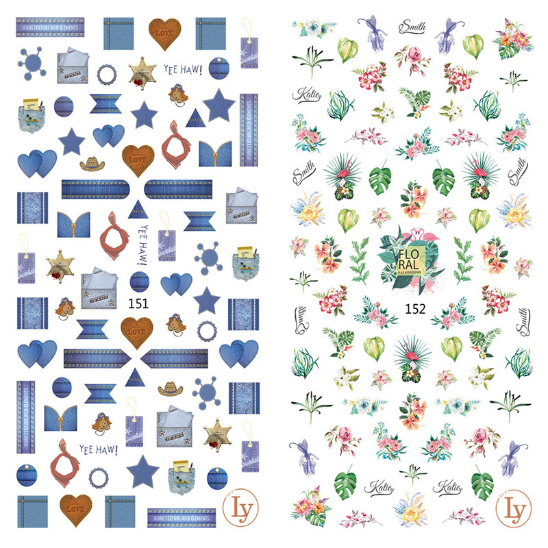 LY151-152 Thin 3D Flower Nail Sticker