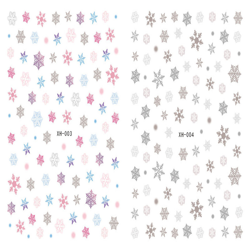 XH003-004 3D Colorful Snowflake Christmas Nail Art Sticker