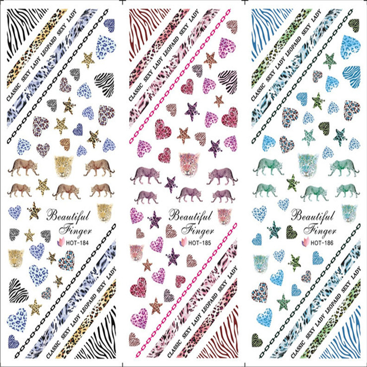 HOT184-186 Leopard Print Water Nail Sticker