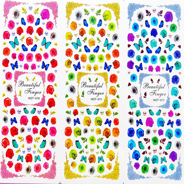 HOT070-072 Flowers And Butterflies Water Nail Sticker