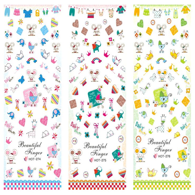 HOT274-276 Cartoon Animal Water Nail Sticker