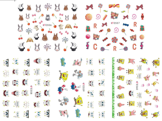 E556-E566 3D Cartoon Simulation Nail Art Sticker