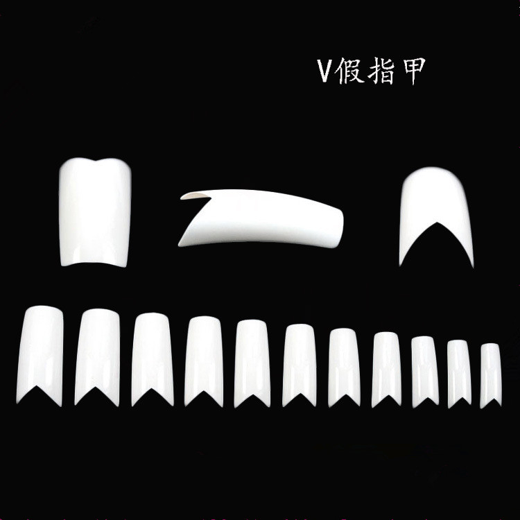 500pcs/bag V Carved White French False Nail Tips