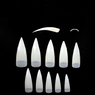 500pcs/bag Artifical Stiletto Nail Tip Sharp Curved Nail Tips