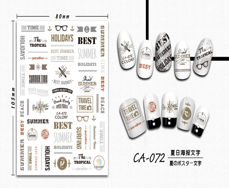 CA-072 3D Poster Text Nail Sticker