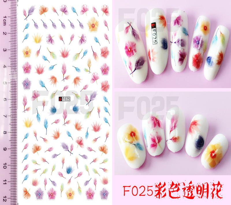 F025 DIY Design 3D Self Adhesive Transparent Flower Nail Art Sticker