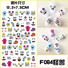 F064 DIY Design 3D Self Adhesive Monster Nail Art Sticker