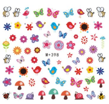 M+394-401 Flower Butterfly Water Nail Sticker 