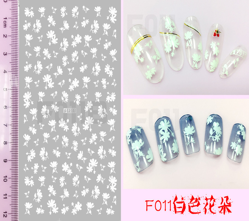 F011 DIY Design 3D Self Adhesive White Flower Nail Art Sticker