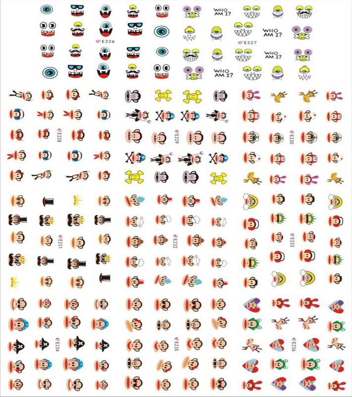 E226-236 3D Big-mouthed Monkey Simulation Nail Art Sticker