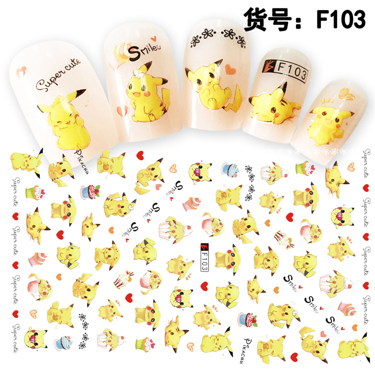 F103 DIY Design 3D Self Adhesive Pikachu Nail Art Sticker