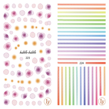 LY223-224 Thin 3D Flowers And Stripes Nail Sticker