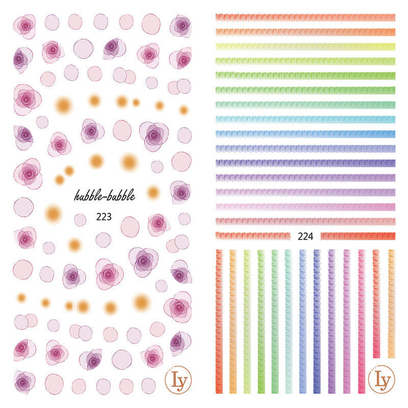 LY223-224 Thin 3D Flowers And Stripes Nail Sticker