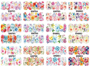 BN793-804 Flower Water Nail Sticker