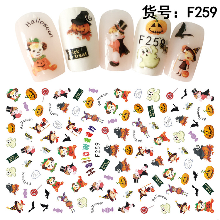 F259 DIY Design 3D Self Adhesive Halloween Nail Art Sticker