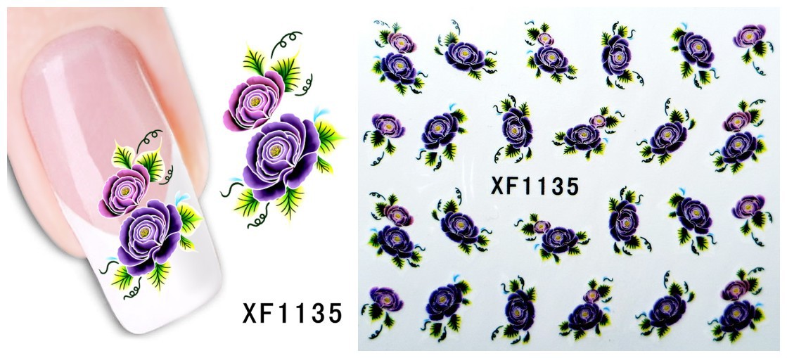 XF1133-1138 Flower Water Nail Sticker