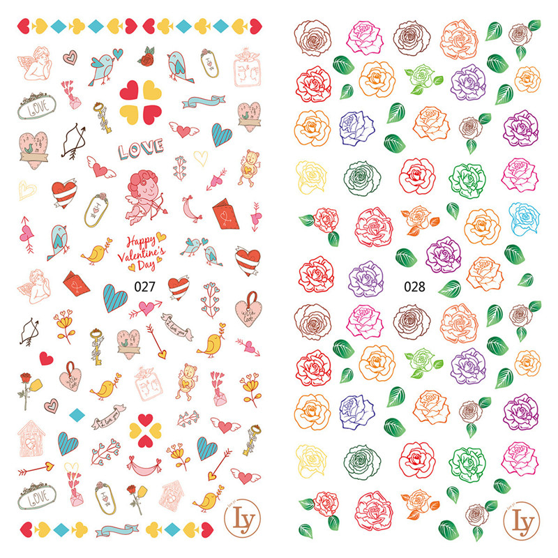 LY027-028 Thin 3D Angle And Flower Nail Sticker