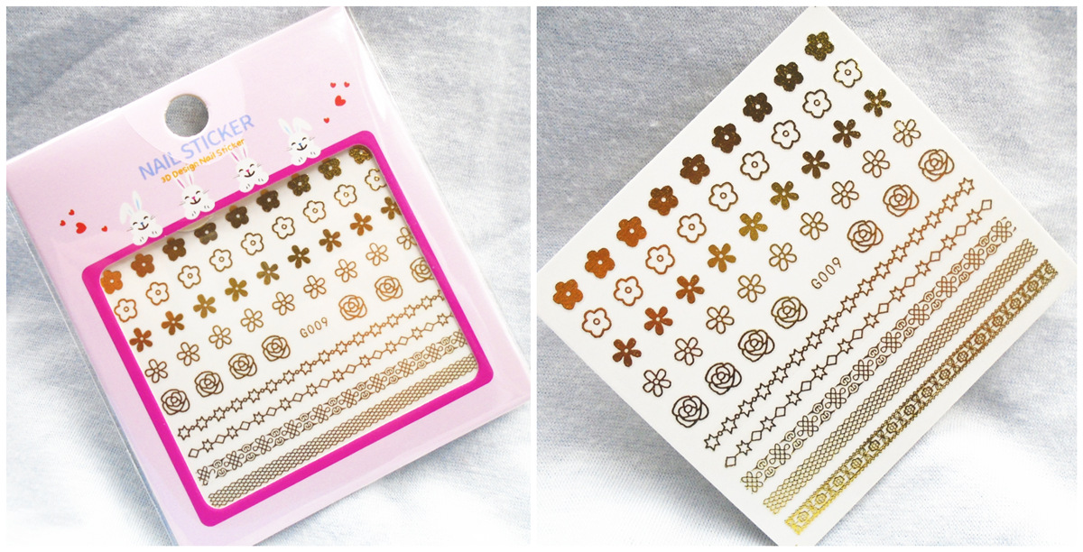 G007-012 3D Gold Nail Art Sticker