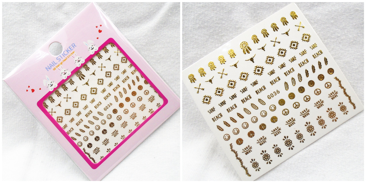 G031-036 3D Gold Nail Art Sticker