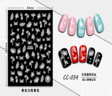 CC-034 3D White Transparent Flower Nail Sticker