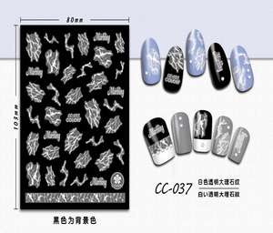 CC-037 3D White Transparent Marble Nail Sticker