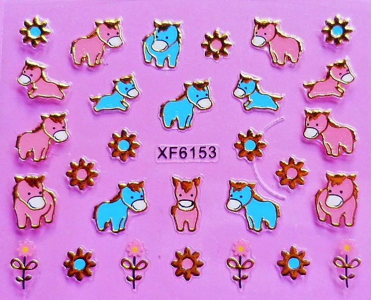 XF6153-6158 3D Gold Metal Nail Art Sticker 