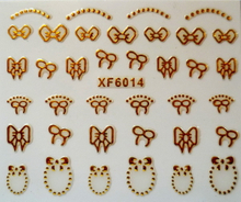 XF6013-6018 3D Gold Metal Nail Art Sticker 