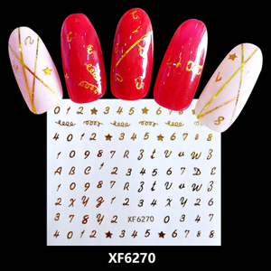 XF6270 3D Gold Metal Nail Art Sticker 