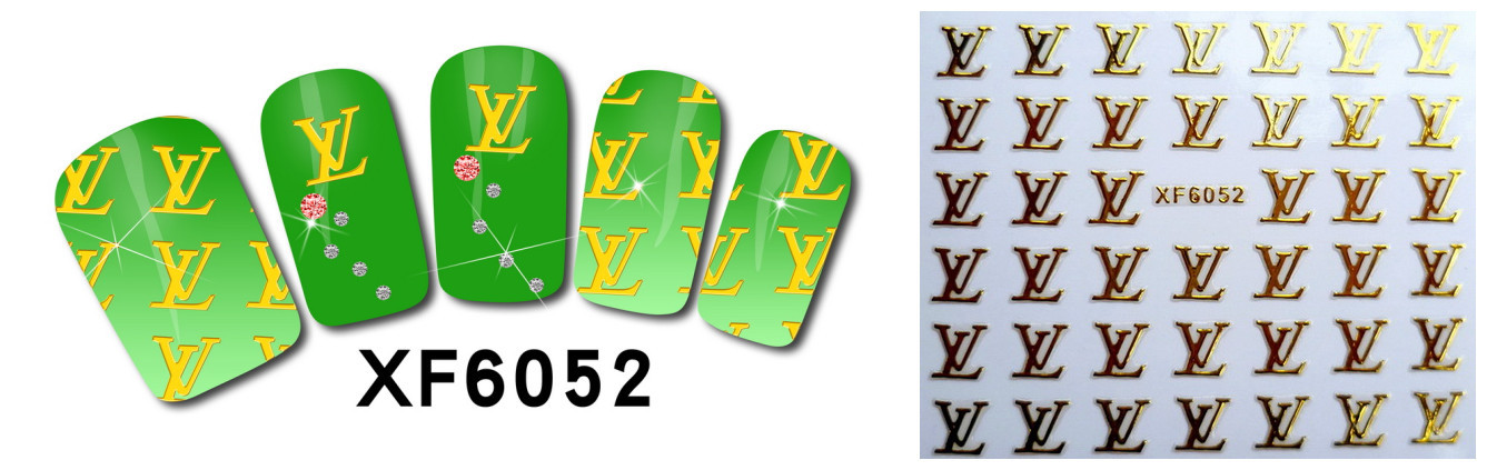 XF6049-6054 3D Gold Metal Nail Art Sticker 
