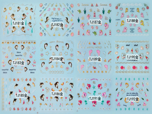 TJ181-192 3D Gold Dolphin Nail Art Sticker 