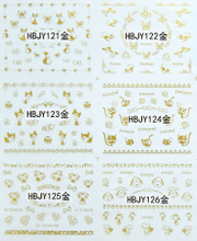 HBJY121-132 3D Gold Animals Nail Art Sticker 