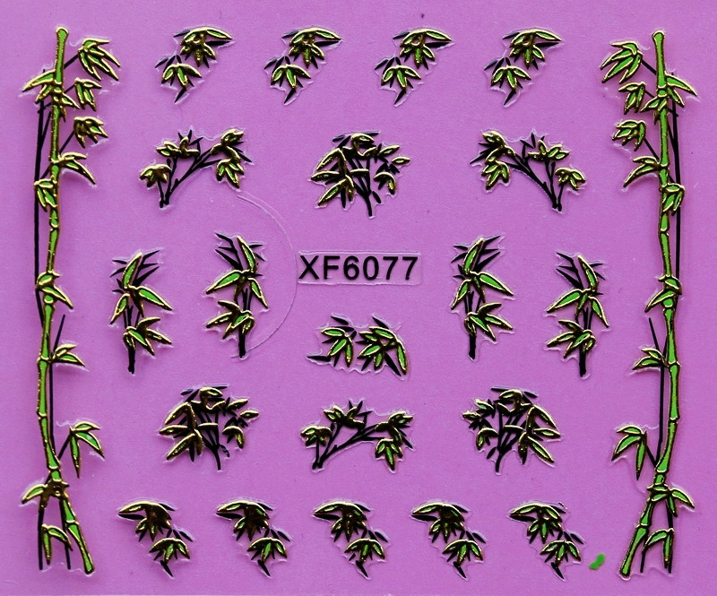 XF6075-6080 3D Gold Metal Nail Art Sticker 