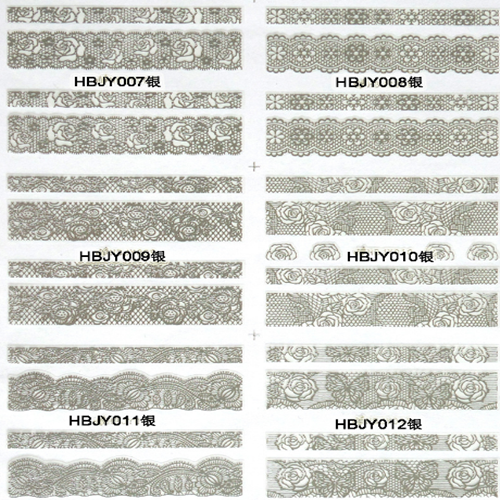 HBJY001-006 Silver Lace Nail Art Sticker 