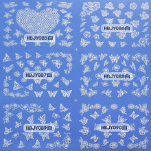 HBJY085-096 3D White Butterfly Nail Art Sticker 