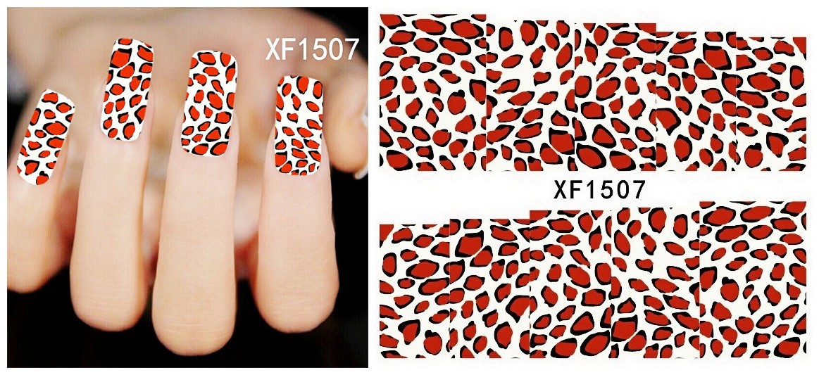 XF1504-1509 Leopard Print Water Nail Sticker