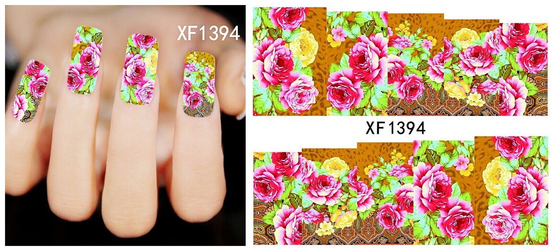 XF1390-1395 Flower Water Nail Sticker