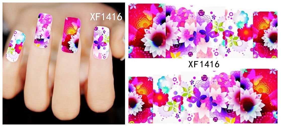 XF1414-1419 Flower Water Nail Sticker