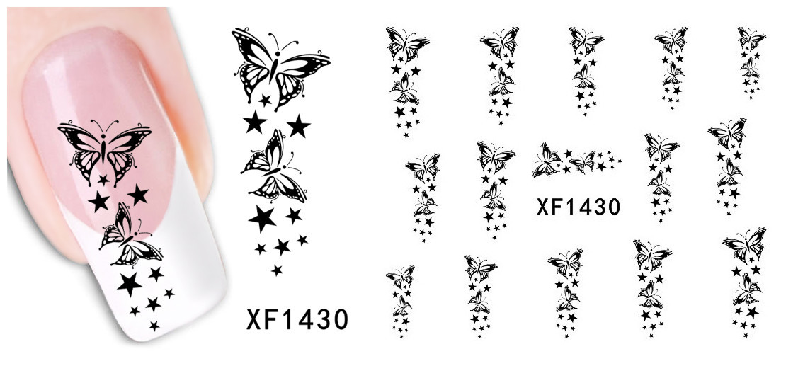 XF1426-1431 Butterfly Flower Water Nail Sticker