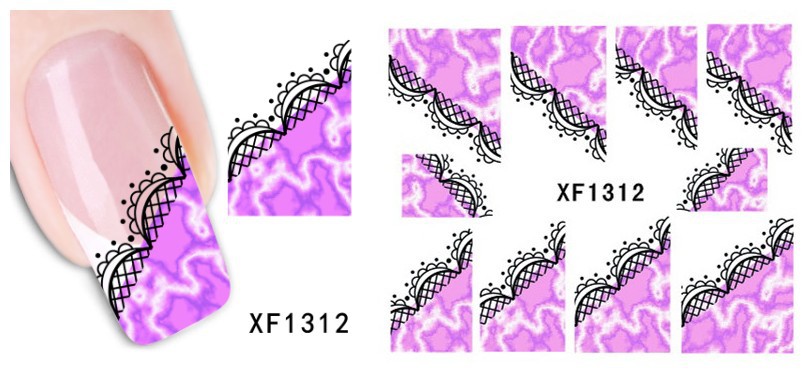 XF1307-1312 Lace Water Nail Sticker