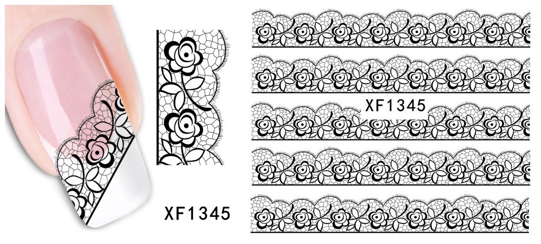 XF1343-1348 Lace Water Nail Sticker
