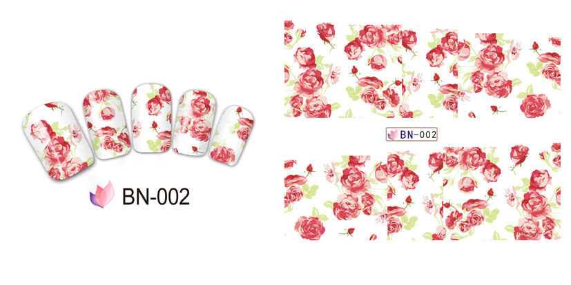 BN001-006 Flower Water Nail Sticker