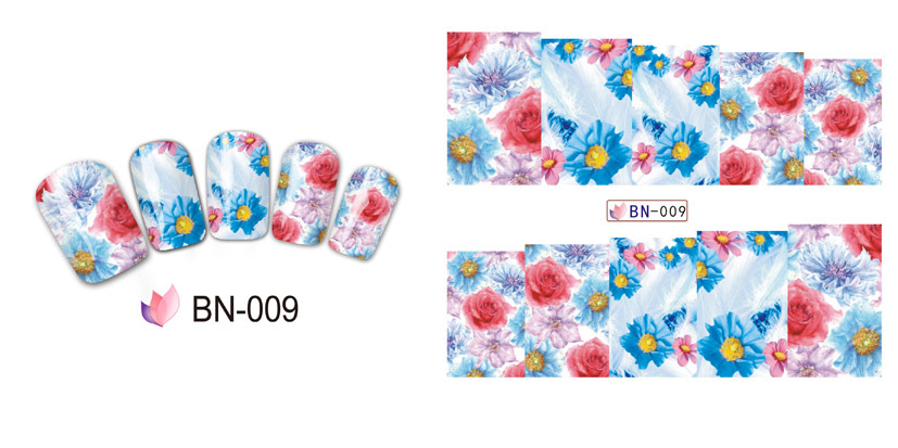 BN007-012 Flower Water Nail Sticker