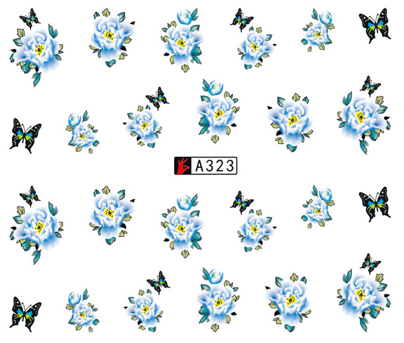 A319-324 Flowers And Butterflies Water Nail Sticker