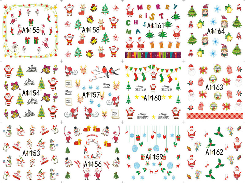 A1153-1164 Christmas Water Nail Sticker