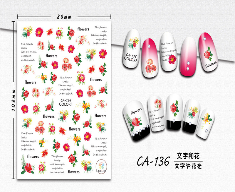 CA-136 Hot Sales 3D Flower Nail Sticker